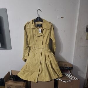 Yellow Double-Breasted Trench Coat